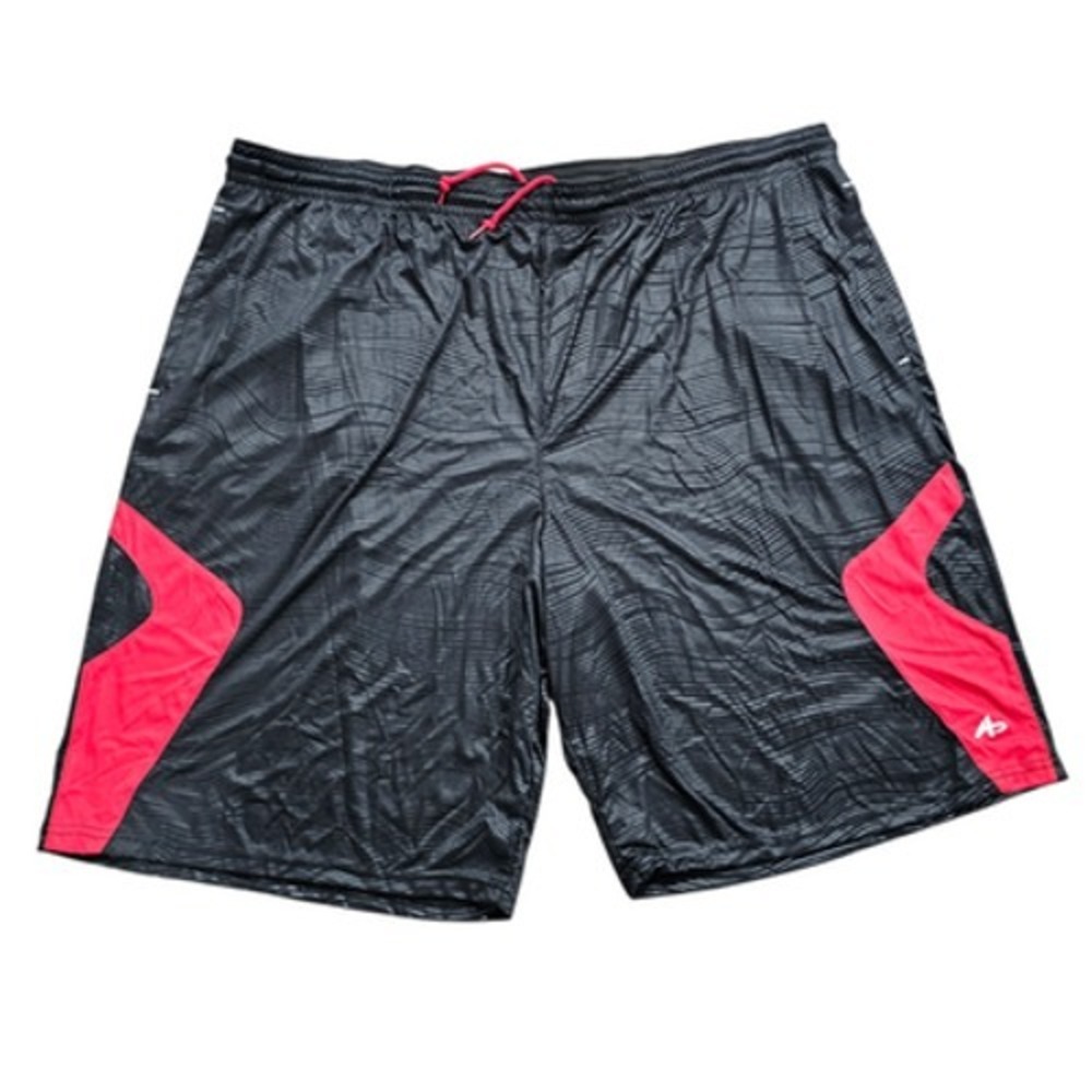 Athletech Men's 3XL Activewear Shorts Black Red Striped Drawstring Elastic Waist